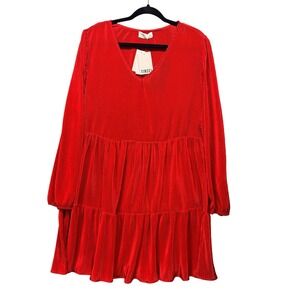 Tiered V-Neck Babydoll Dress Womens 1X Tinsel Coquette Y2K Boho Romantic Sultry